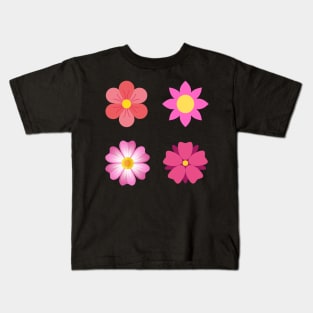 Pink Flower Pattern Kids T-Shirt